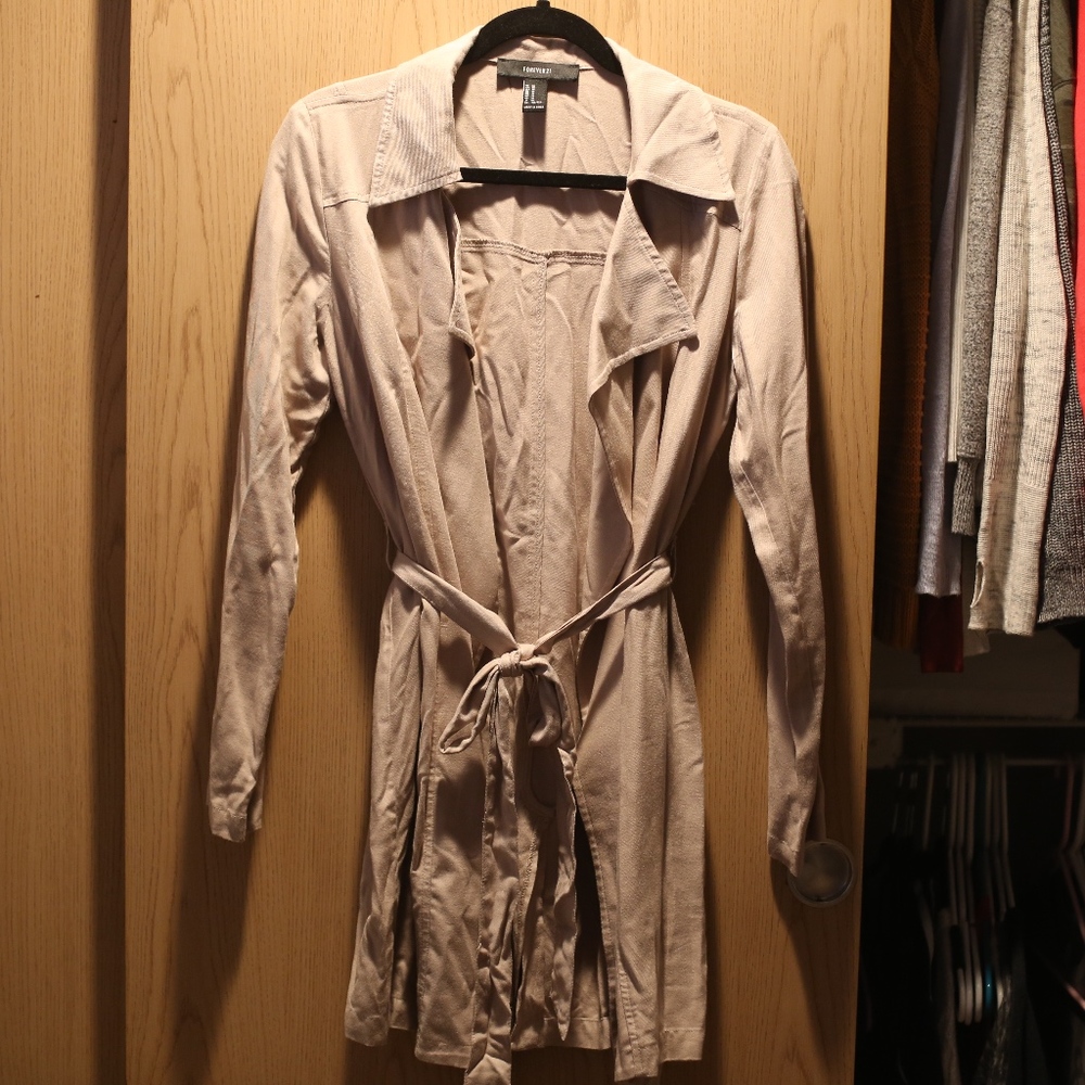 Khaki Long Lightweight Trench Coat